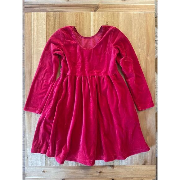 Hanna Andersson Girls Red Velour Skater Dress Size 6-7 (120cm) Party Knee Length - Picture 4 of 4